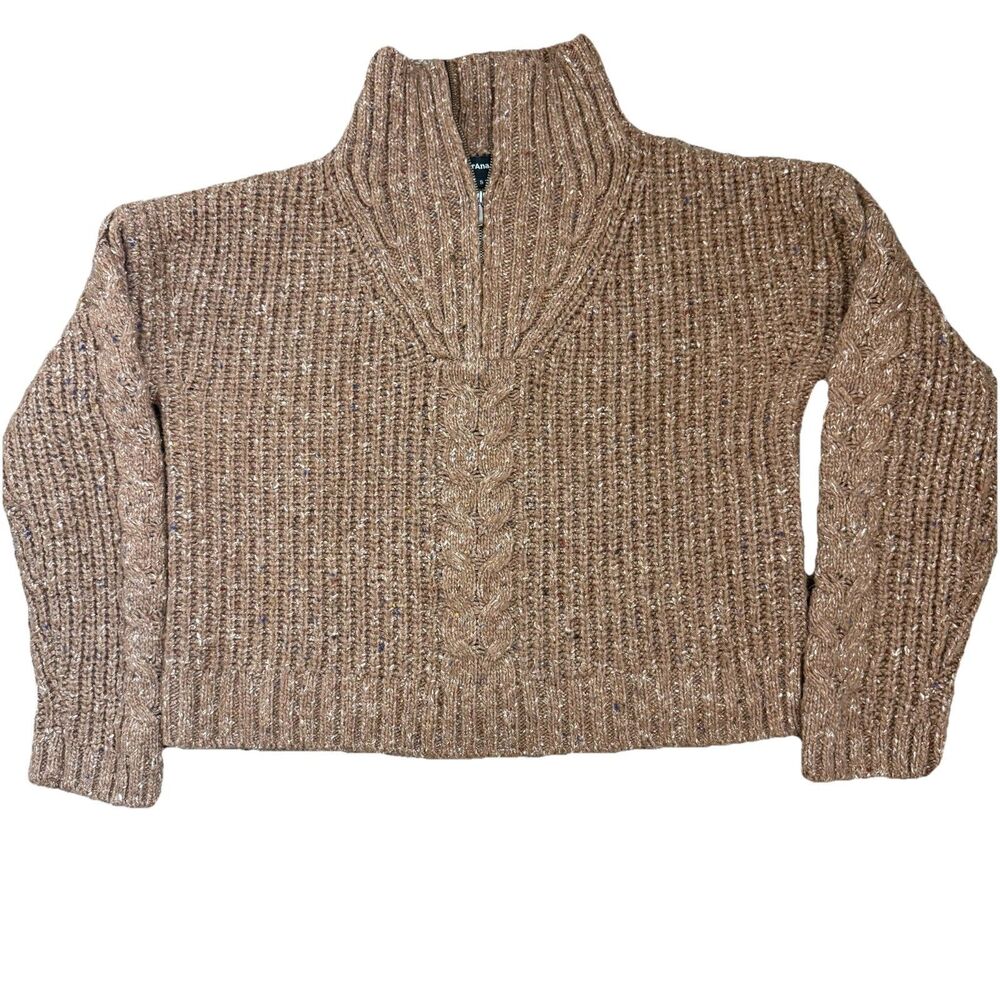 PrAna Laurel Creek Cropped Boxy Quarter Zip Sweater Women’s S Neutral Brown
